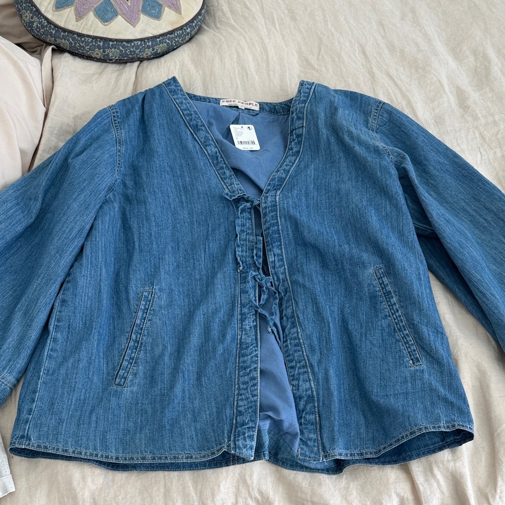 Free People Blue Denim Blouse